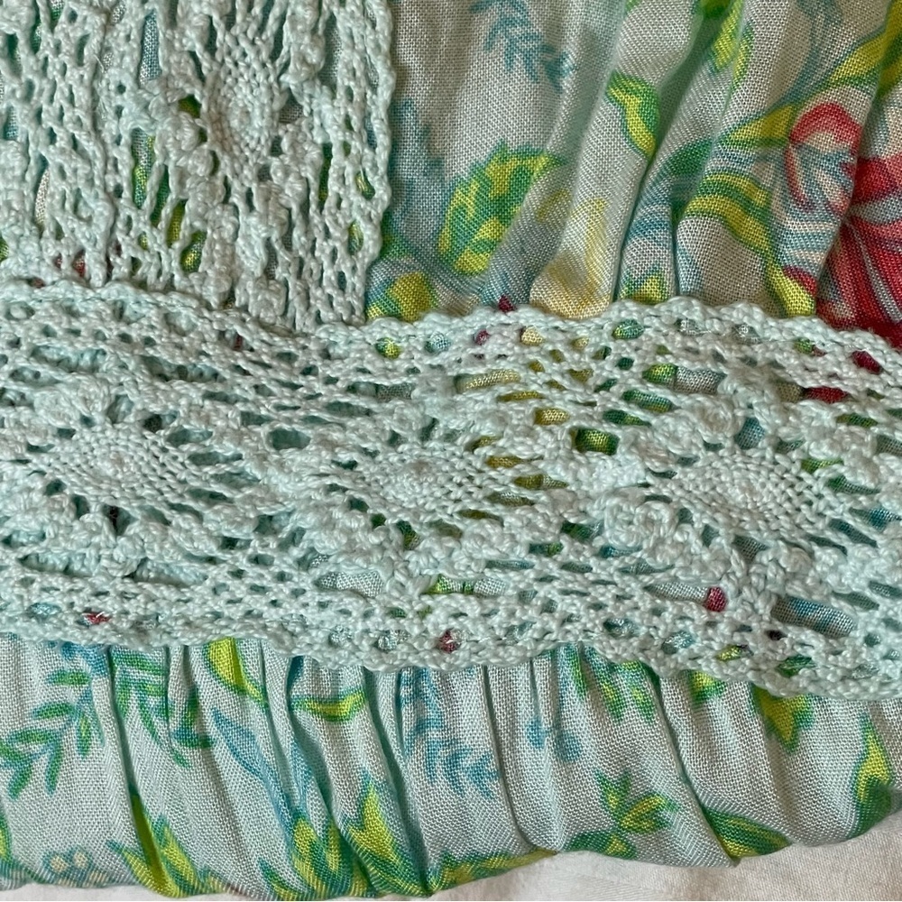 Vintage April Cornell Maxi Dress XXS Floral Crochet & Smocking Cottagecore - Picture 6 of 11